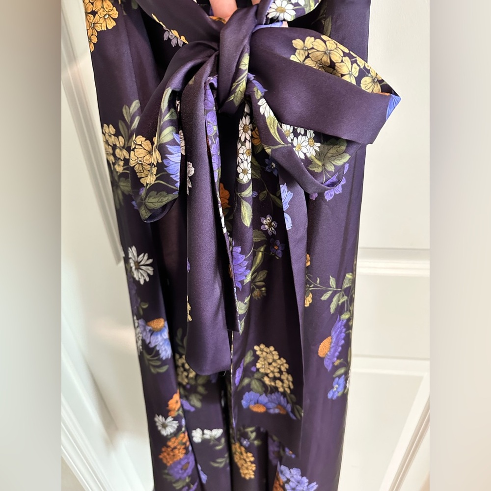 Monique Lhuillier ML floral print puff sleeve midi dress women’s size 8 GUC - Picture 7 of 16